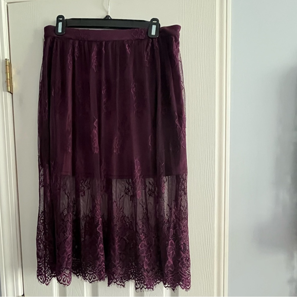 Forever 21, large burgundy lace skirt